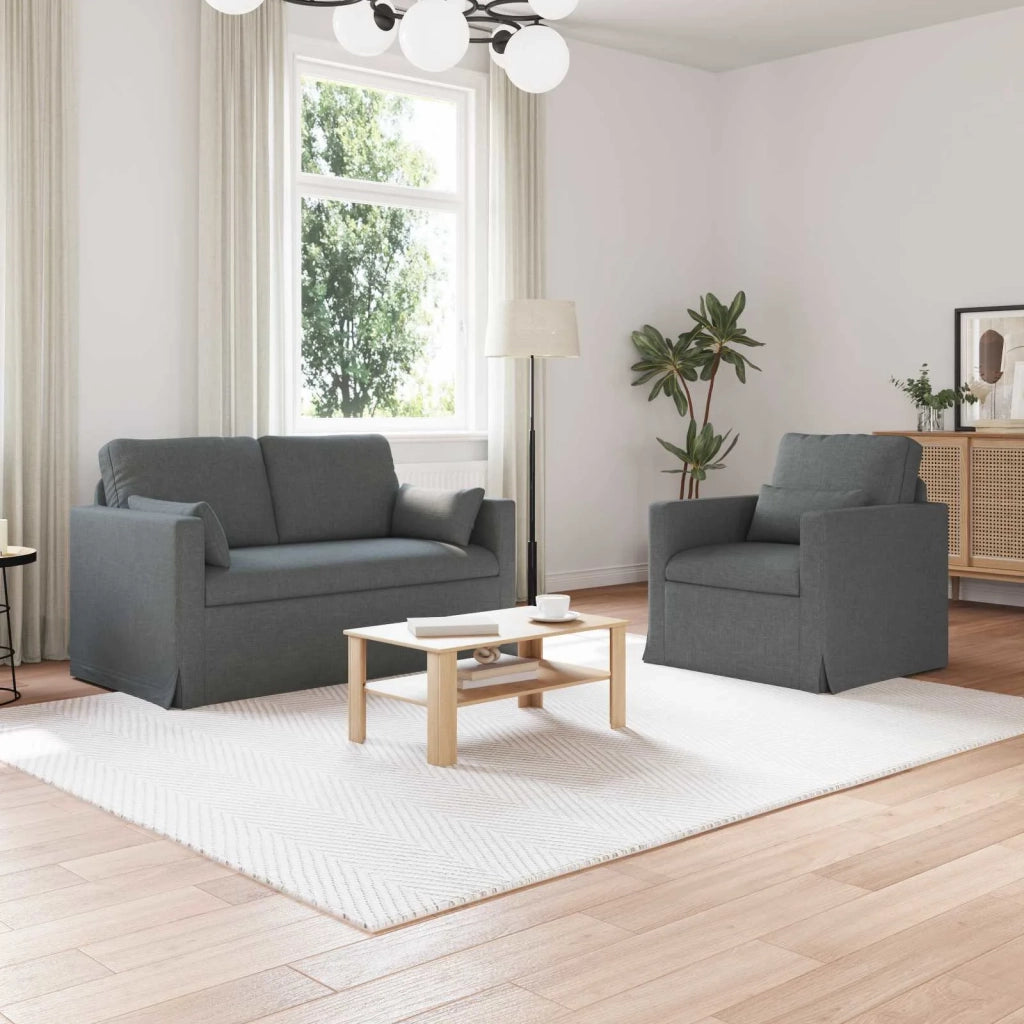 Set di divani 2 pcs Grigio scuro 139 x 78 x 80 cm Tessuto 3407494