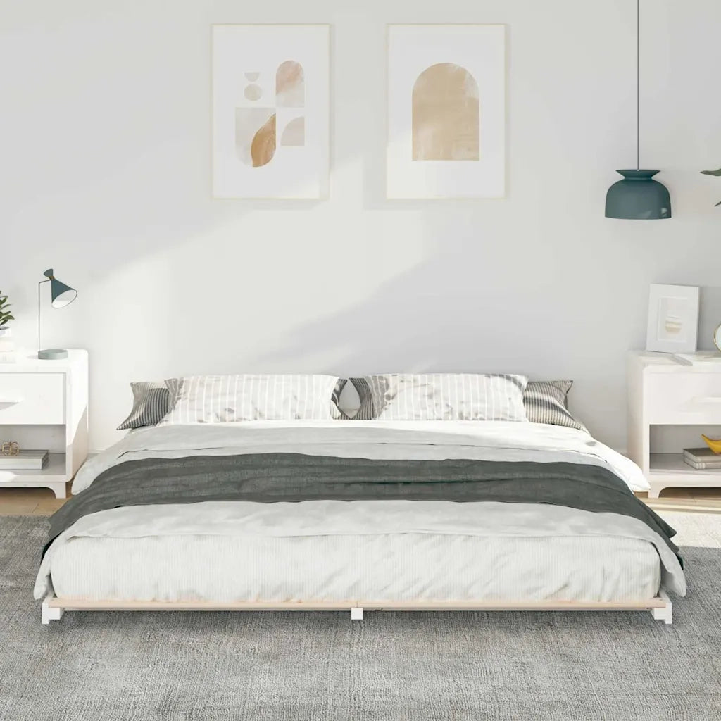Struttura del letto Bianco 200 x 210 cm Pino massello 873119