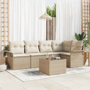 Set Divano da Giardino con cuscino 6 pcs Beige polyrattan