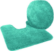 Set di tappeti da bagno 2 pezzi = Tappeto da bagno 47x50 cm + Tappeto da pavimento con foro 50x55 cm, verde smeraldo