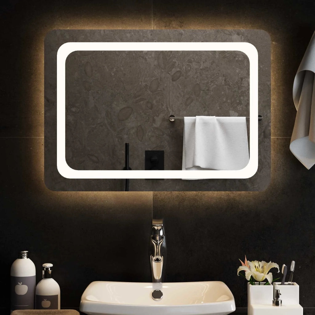 Specchio da bagno LED Trasparente 70 x 50 cm vetro temperato 42045834