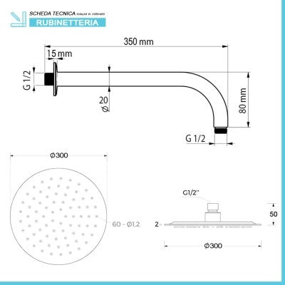Set doccia incasso satinato con soffione 30 e kit doccia completo Gemini