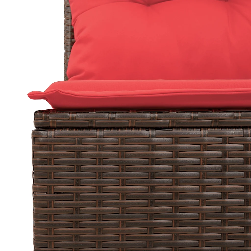 Set Divano da Giardino 5 pz | Set Salotto da Giardino con Cuscini Marrone in Polyrattan