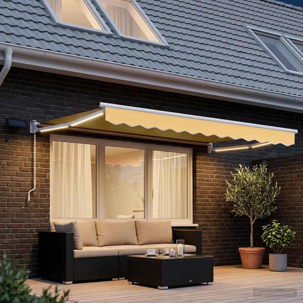 Tenda retrattile manuale con LED Sabbia 3426208