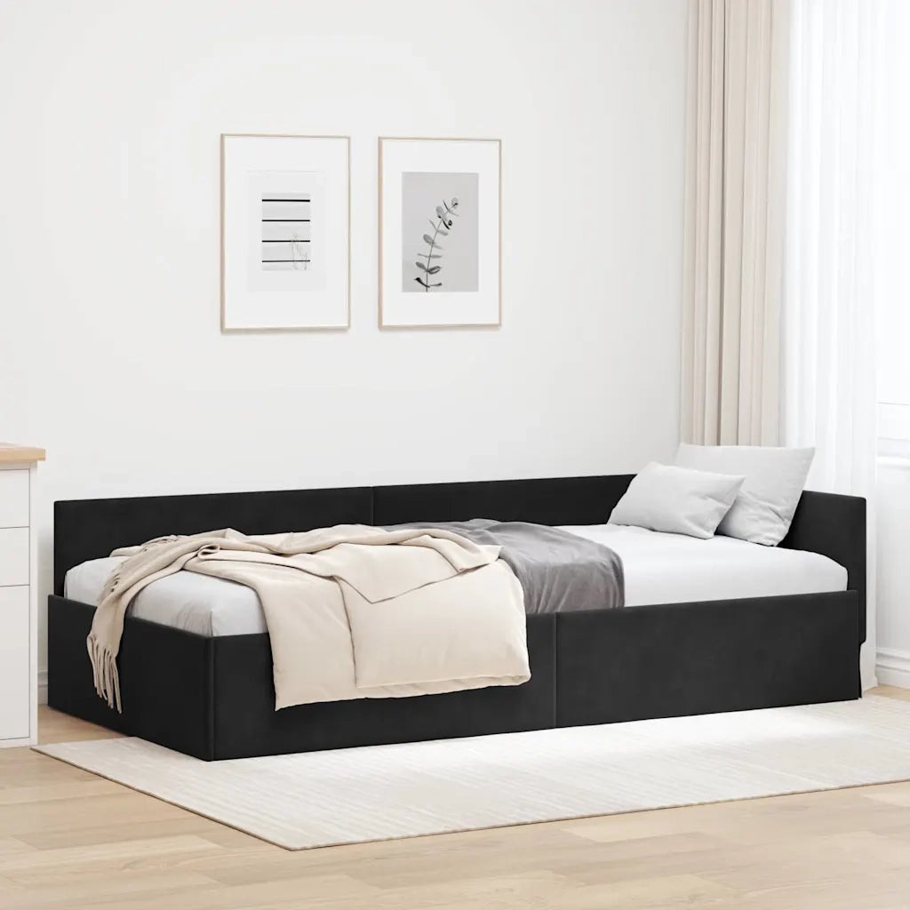 Cornice del letto ad angolo Nero 100 cm x 200 cm Velluto 42016096