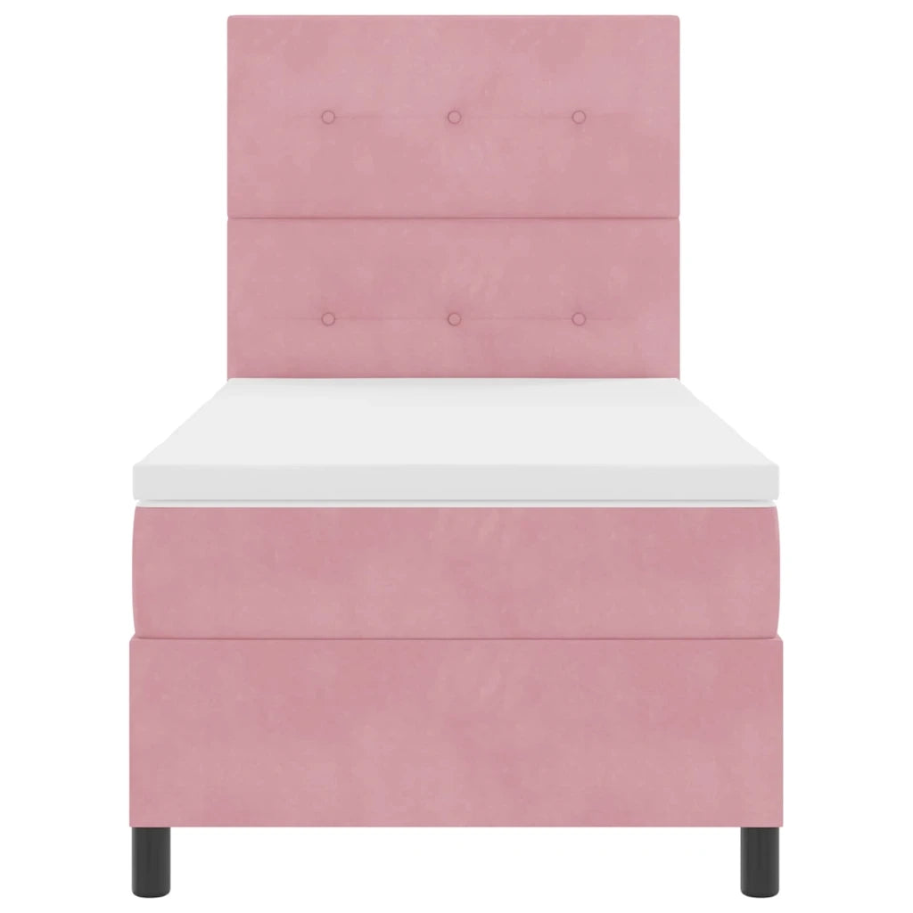 Letto a molle con materasso Rosa 90 x 200 cm Velluto 3339811