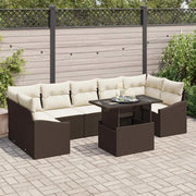Set Divano da Giardino 8 pcs Marrone e crema polyrattan