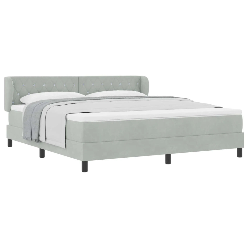 Letto a molle con materasso Grigio chiaro 180 x 200 cm Velluto 3340346
