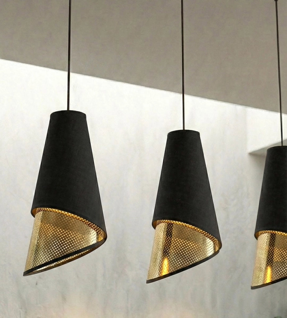 Lampada a sospensione MODA 3xE27 nera/oro Emibig