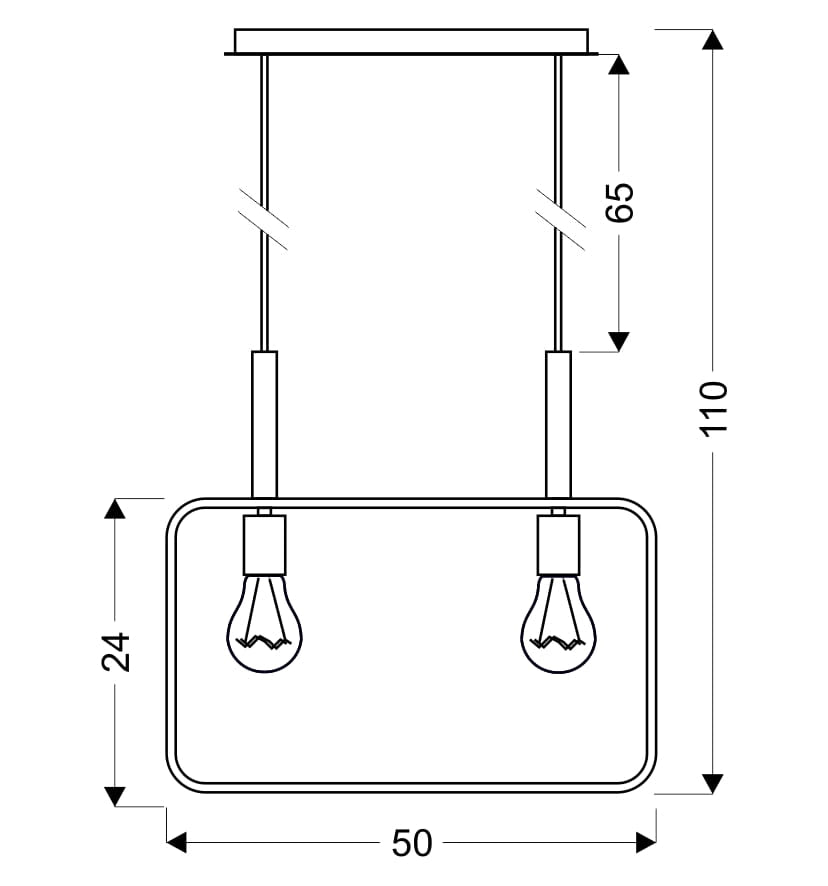 Lampada a sospensione Candellux Frame nera 2xE27 110cm