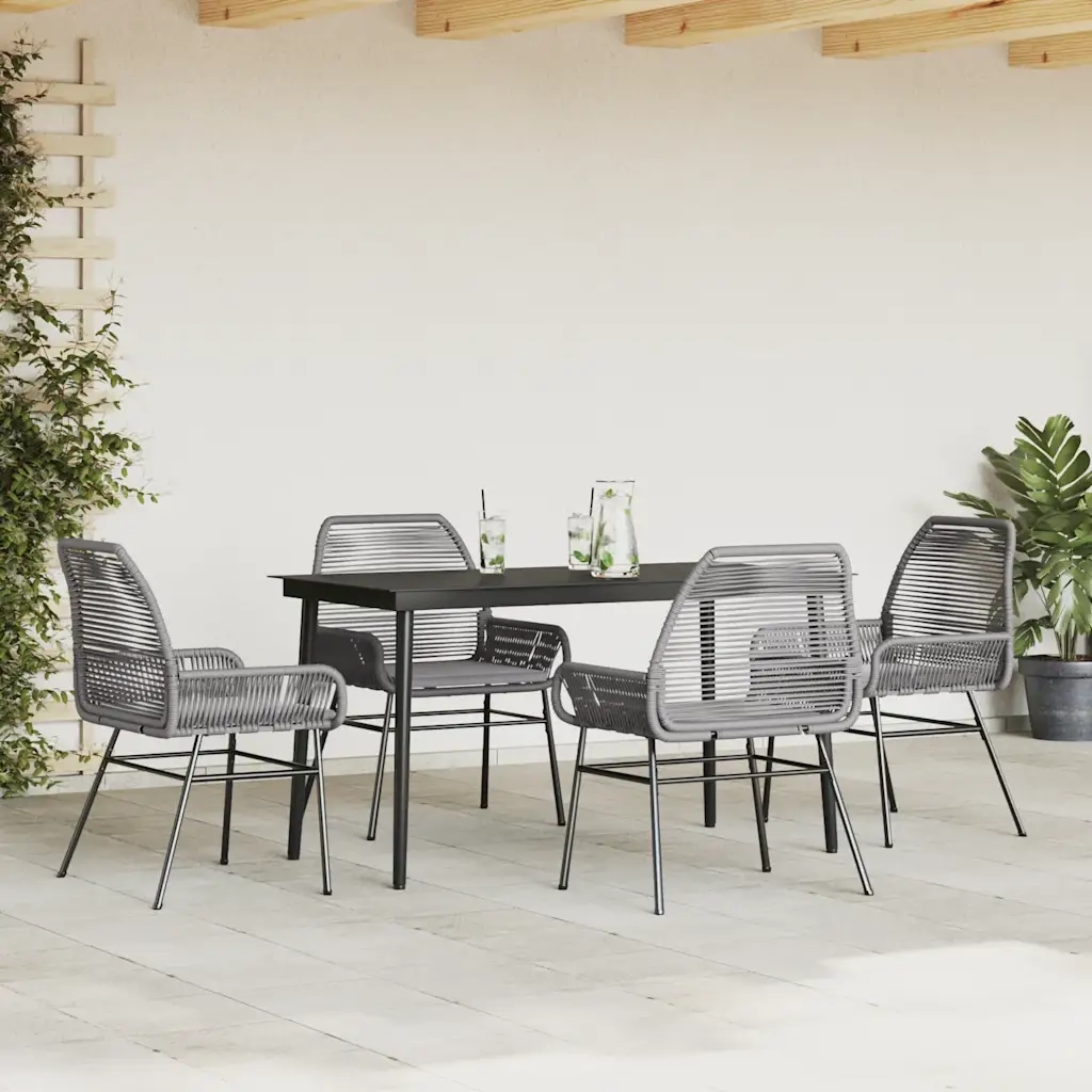 Set da Pranzo da Giardino 5 pz con Cuscini Polyrattan Vetro 3334480