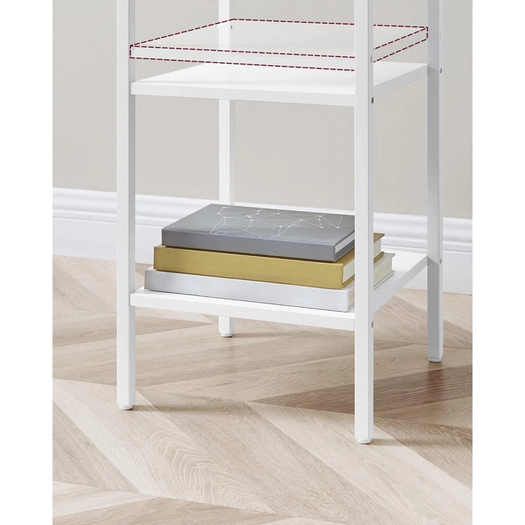 Comodino moderno alto con cassetto e ripiani in bianco