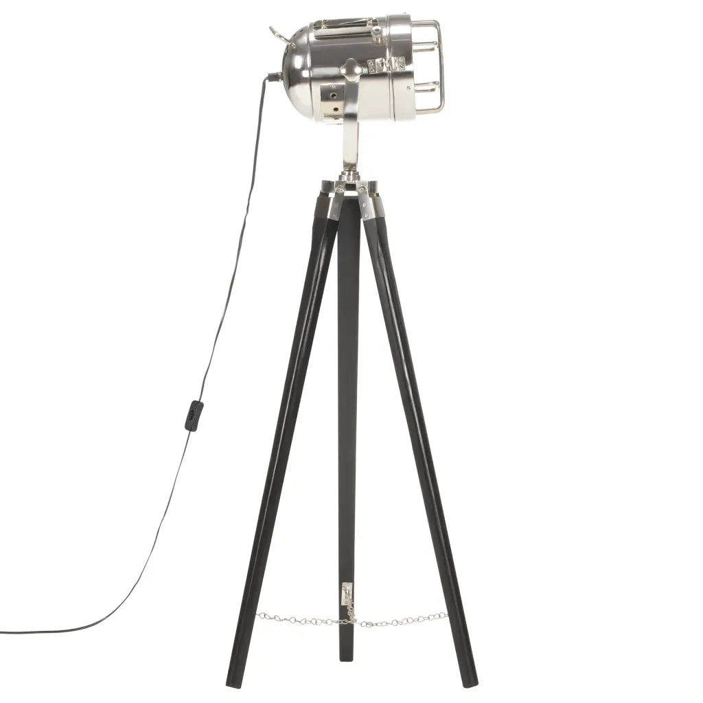 Lampada a Treppiede a Pavimento Nera in Legno di Mango 97 cm 286110