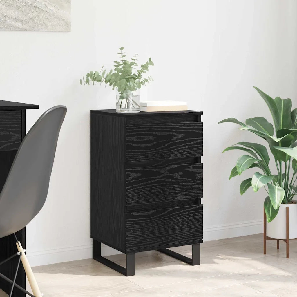 Credenza con Cassetto-Buffet-Armadio da cucina Rovere nero Legno multistrato
