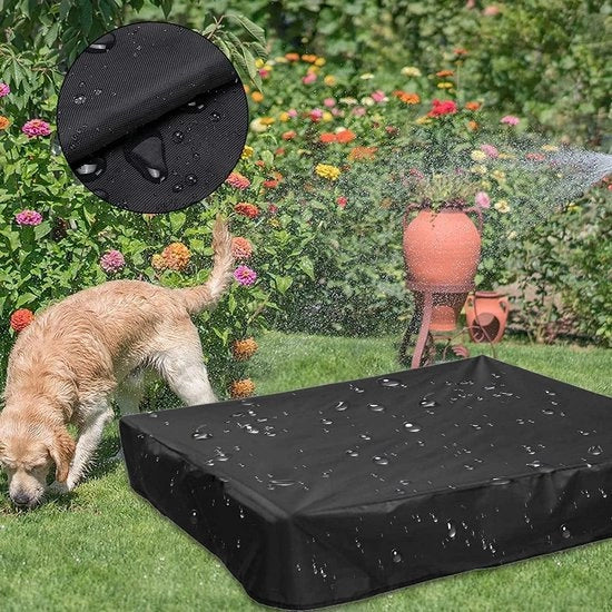 Copertura per vasca da bagno 120 x 120 x 20 cm impermeabile e stoffa impermeabile - tessuto Oxford - nero - con corda per trainare - per vasche da bagno, piscine, terrazze e giardini.