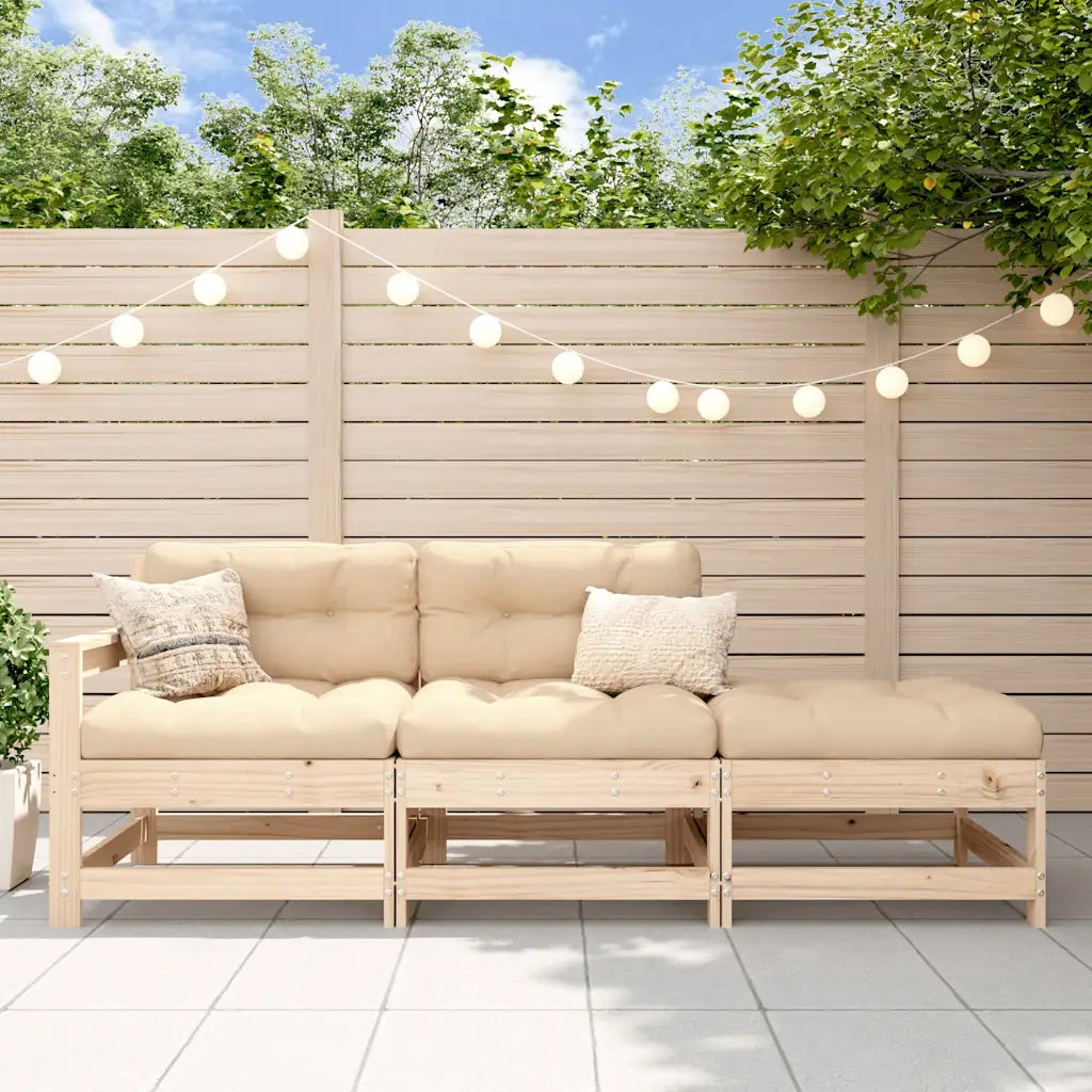 Set Divani da Giardino 3 pz con Cuscini in Legno Massello 825597