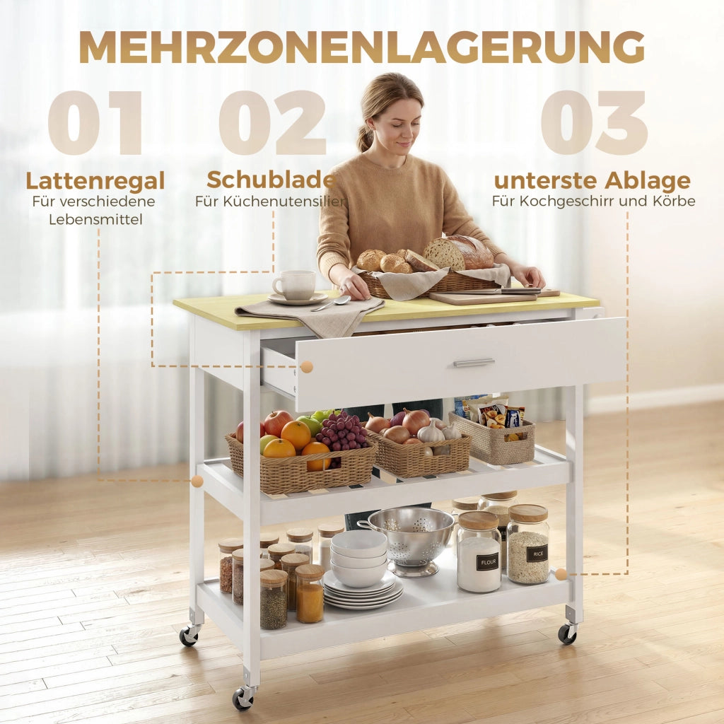 Carrello da cucina con ripiani ¨C Minimal ¨C Bianco