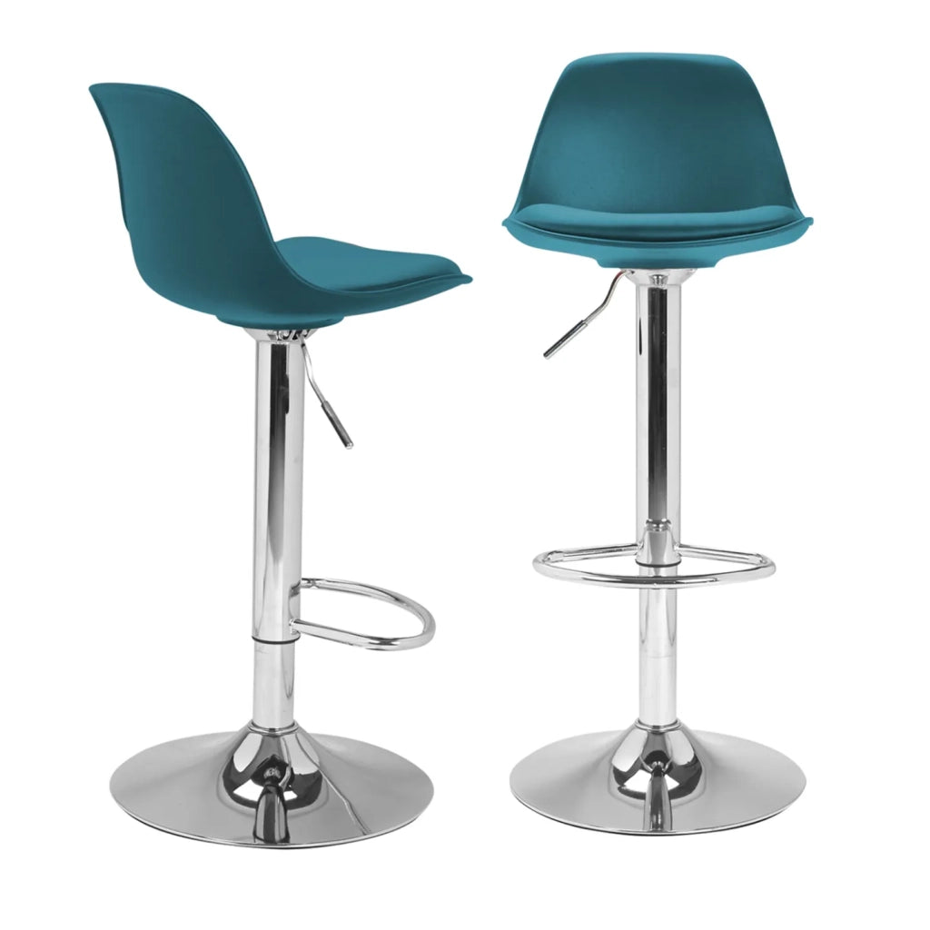 IDMarket - Set di 2 sgabelli da bar design blu anatra KARL