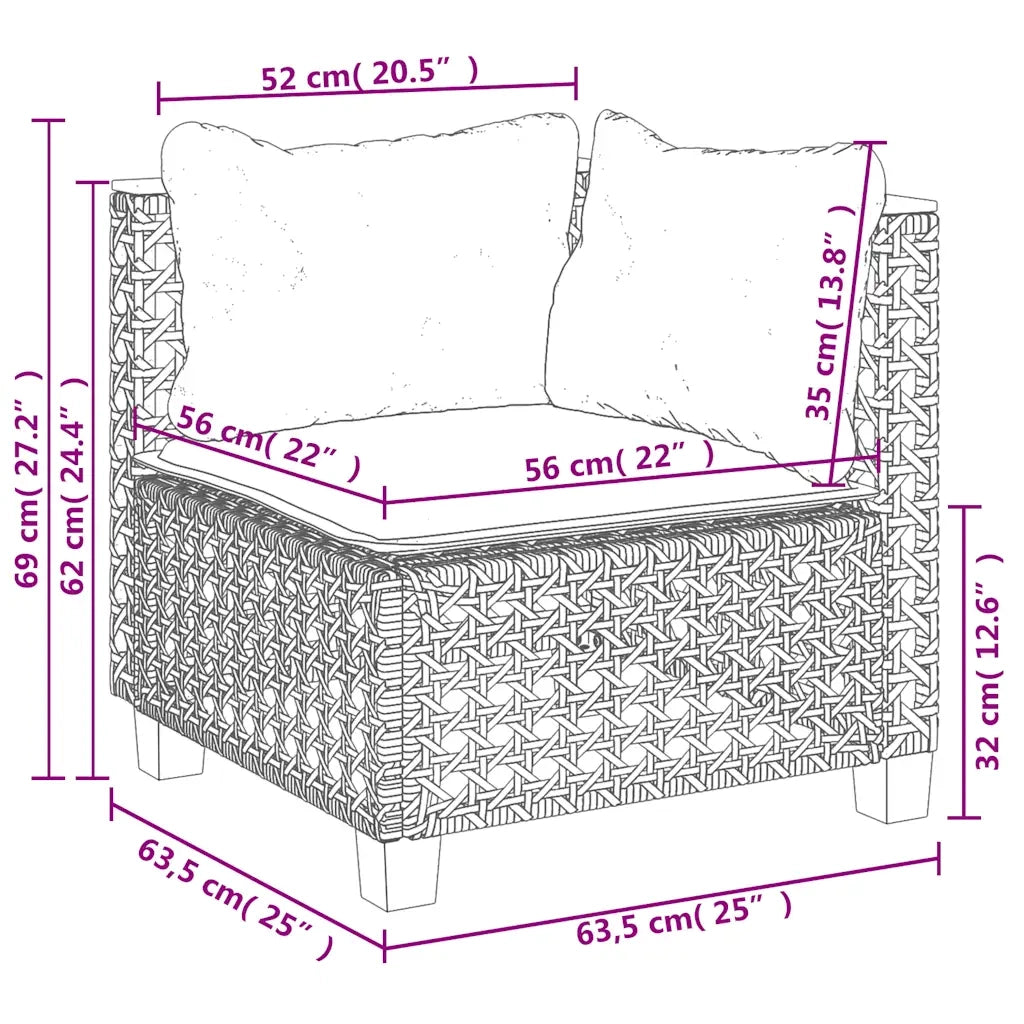 Set Divano da Giardino 10 pz con Cuscini Beige in Polyrattan 3262024
