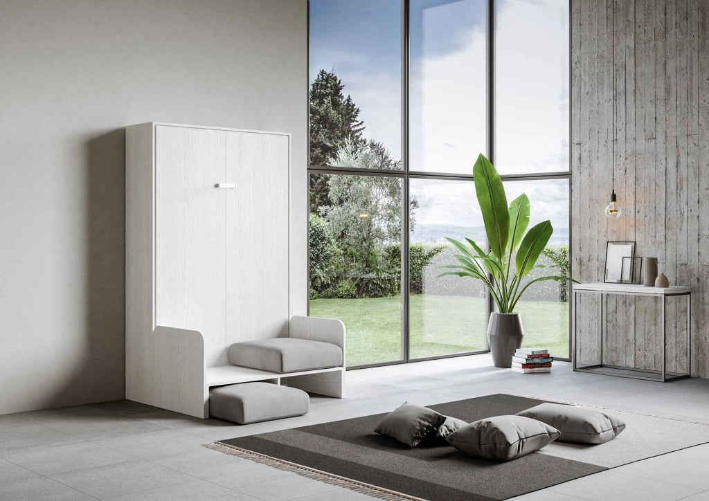 Letto Matrimoniale Francese a Scomparsa Salvaspazio con Sofà Kentaro H210 cm Bianco