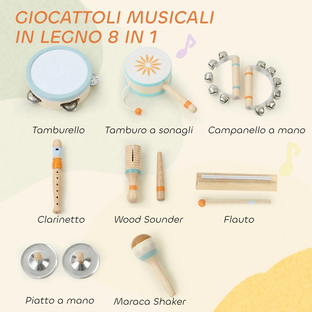 Set Strumenti Musicali Percussioni Legno Montessori ¨C Xylo ¨C Bambini