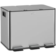 Bidone Immondizia 3 Sezioni 20L Chiusura Silenziosa ¨C zephmum ¨C Acciaio Inox PP 61.9x36.6x56.7 cm