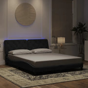 Giroletto con LED senza Materasso Nero 160x200 cm in Velluto