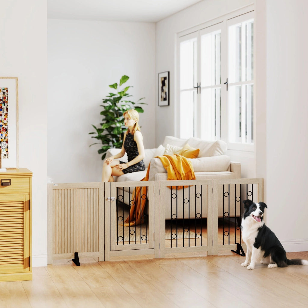 Cancelletto per Animali ¨C Xylo ¨C 4 Pannelli MDF Acciaio con Porta
