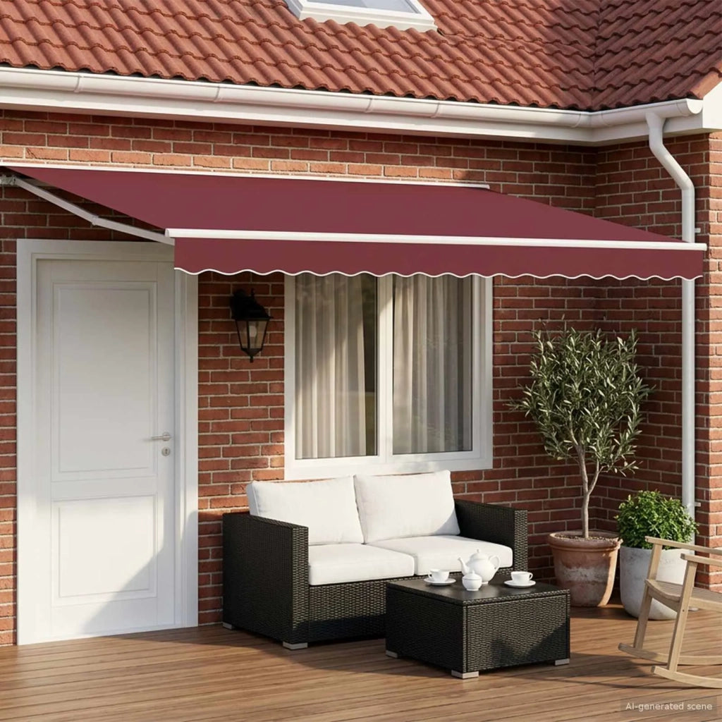 Cornice per Tenda Manuale con LED Borgogna e Bianco 4,5 × 3 m 3420653