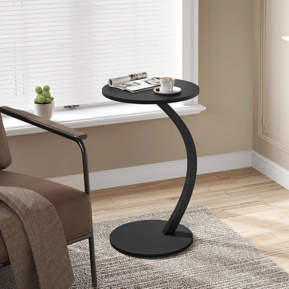 Trade Shop - Tavolino Laterale A Forma Di C Moderno Elegante Per Soggiorno Salotto Divano Camera - Nero