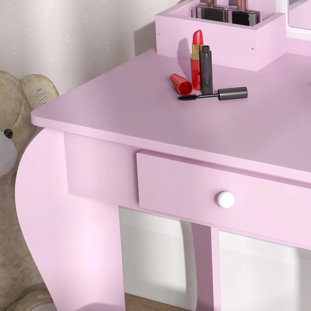 Scrivania con specchio e cassetti per bambini ¨C Minimal ¨C rosa