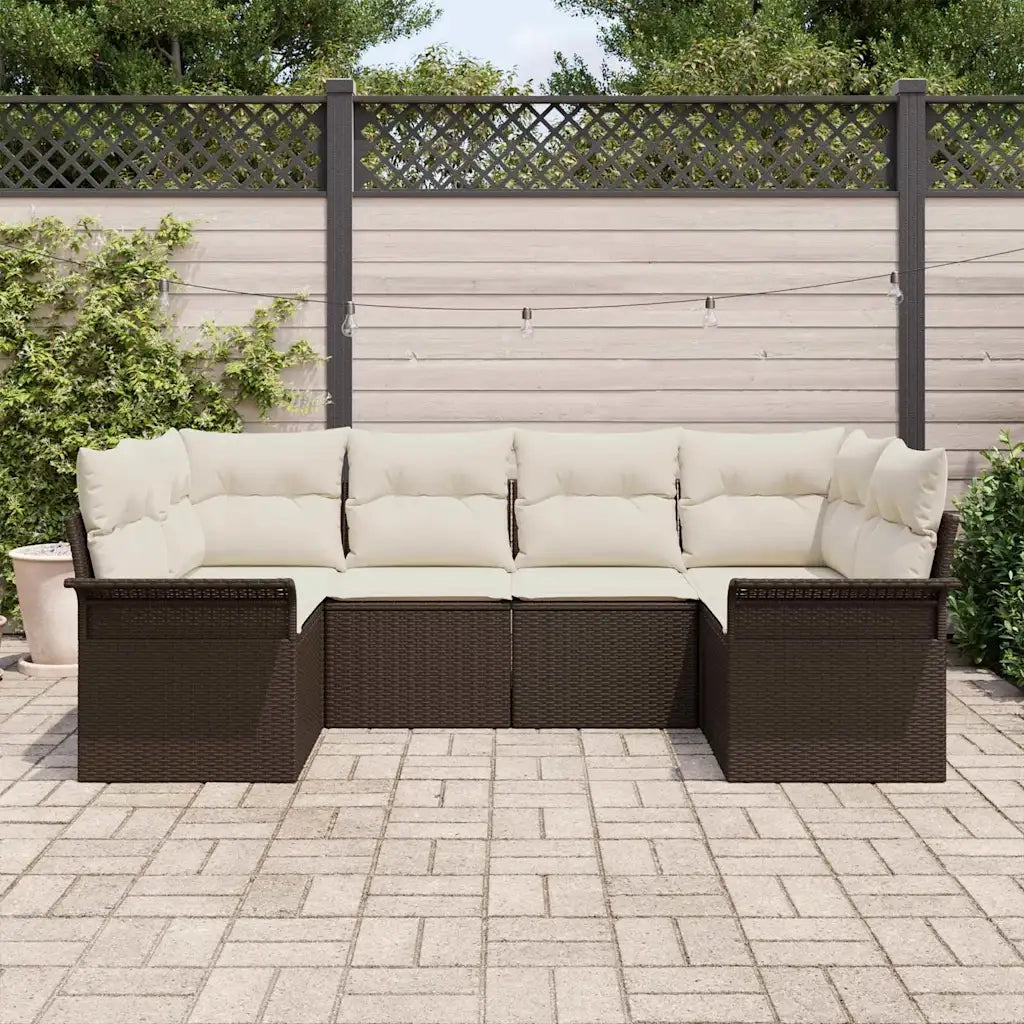 Set Divano da Giardino con cuscino 6 pcs Marrone polyrattan 3345498