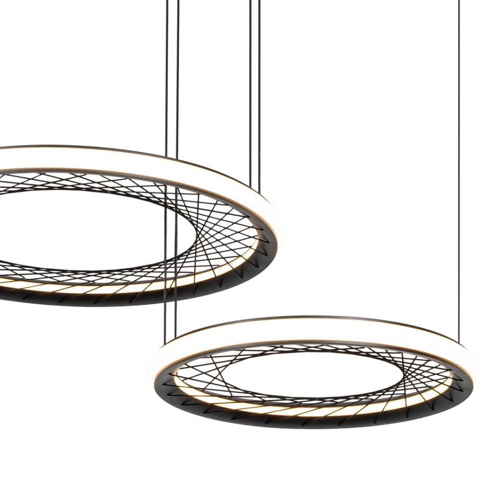 Lampada sospesa Nest doppio anello nero LED 77W 4000K Milagro