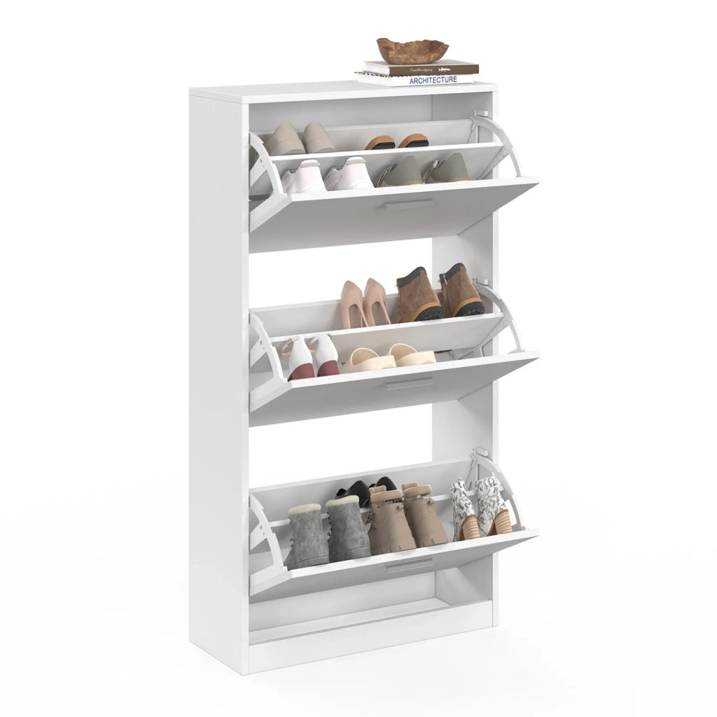 IDMarket - Scarpiera bianca a 3 ante