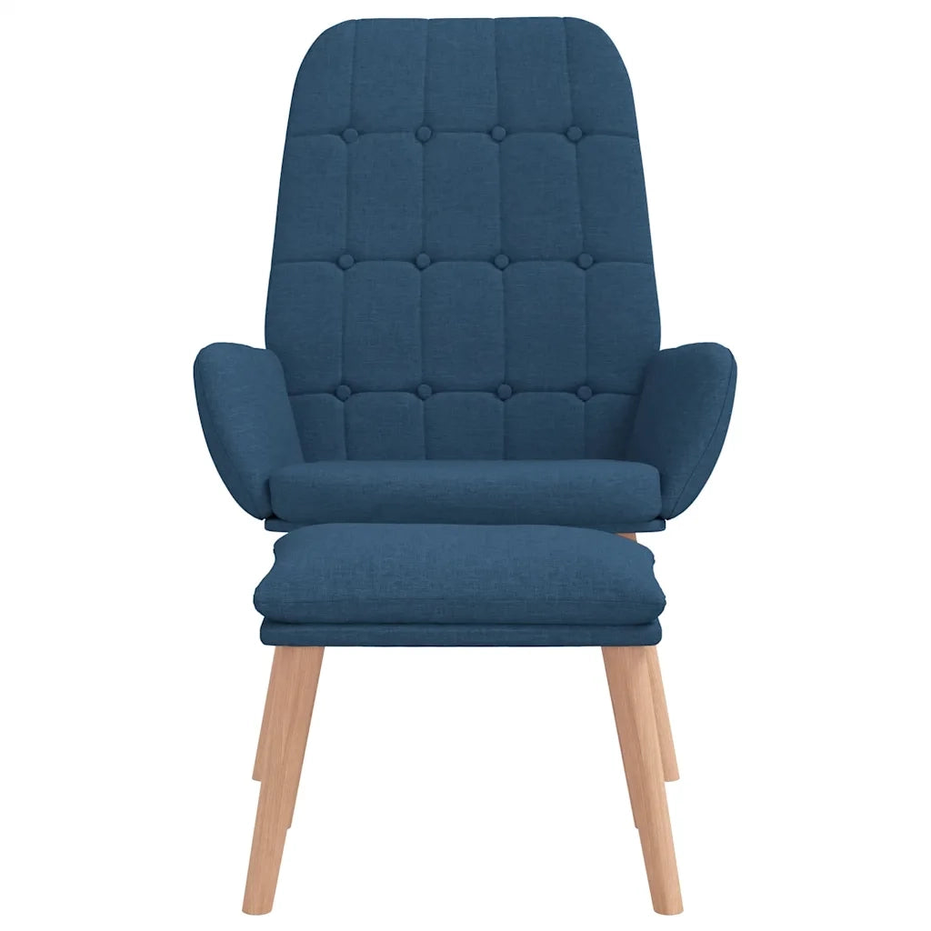 Poltrona Relax con Poggiapiedi Blu in Tessuto 3315152