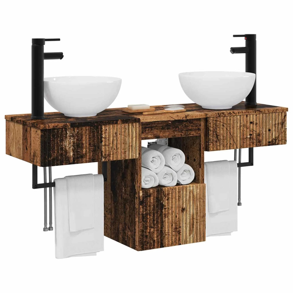 Set di mobili per il bagno 3 pz Legno antico 3405595