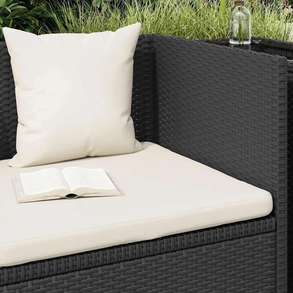 Lettino da Giardino con Cuscini in Polyrattan Nero 49391
