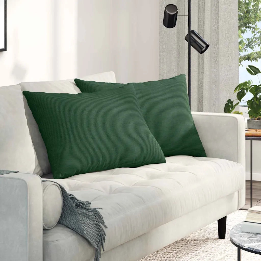 Cuscini da Divano 2 pcs Verde Scuro 70 x 50 cm Tessuto in Cords 42013779