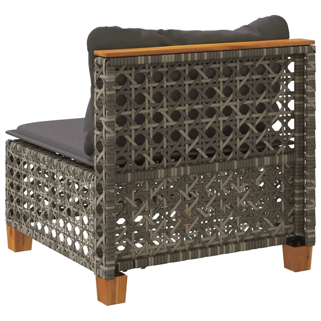 Divano Giardino Senza Braccioli con Cuscini Grigio Polyrattan 365927
