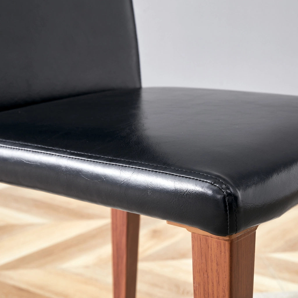 SEDIA da pranzo Set da 4 pezzi 90 cm PU nero gambe effetto noce