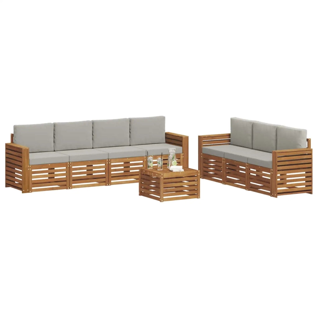 Set divani con cuscino 8 pcs Grigio Naturale e Chiaro 3374496