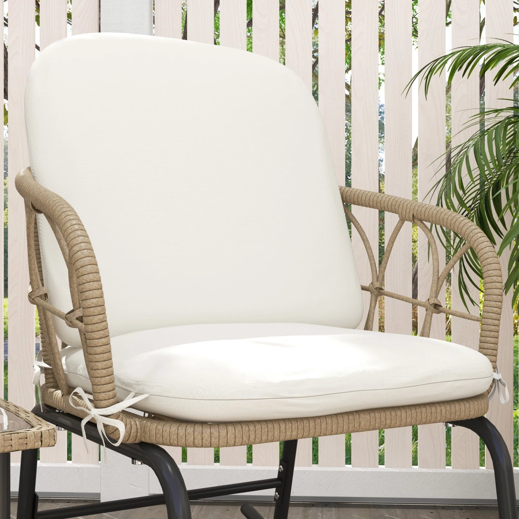 SET 3 PEZZI Poltrone a dondolo in rattan giallo con tavolino