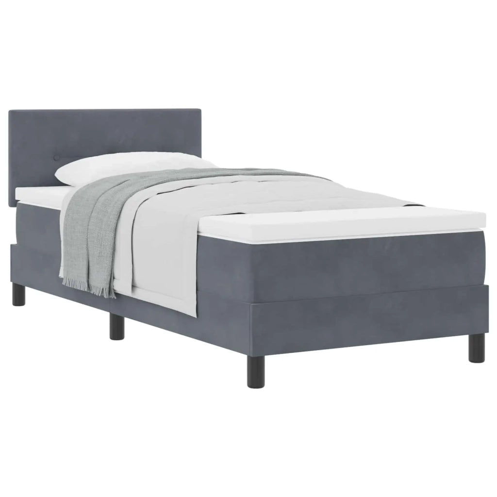 Letto a molle con materasso Grigio scuro 80 x 200 cm Velluto 3339135