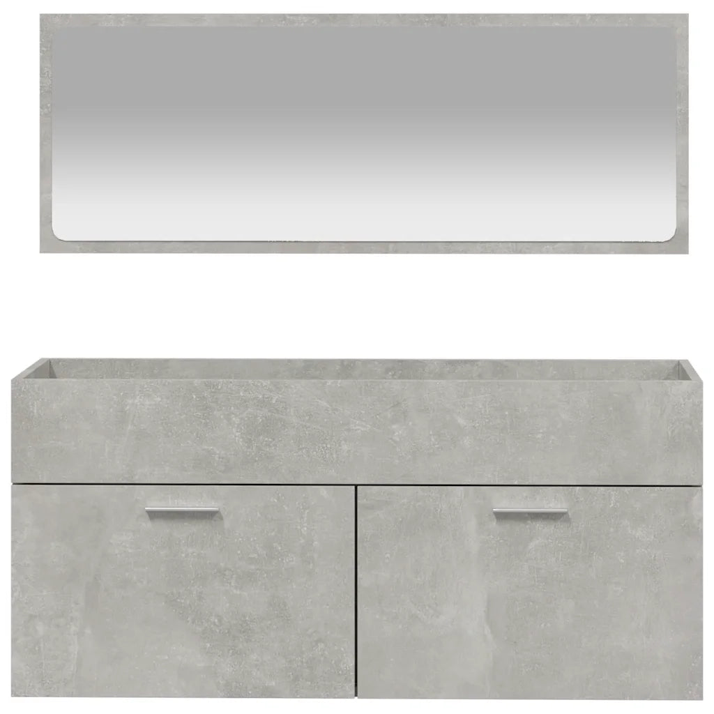 Mobile da Bagno | Armadio da bagno con Specchio Grigio Cemento Legno Multistrato