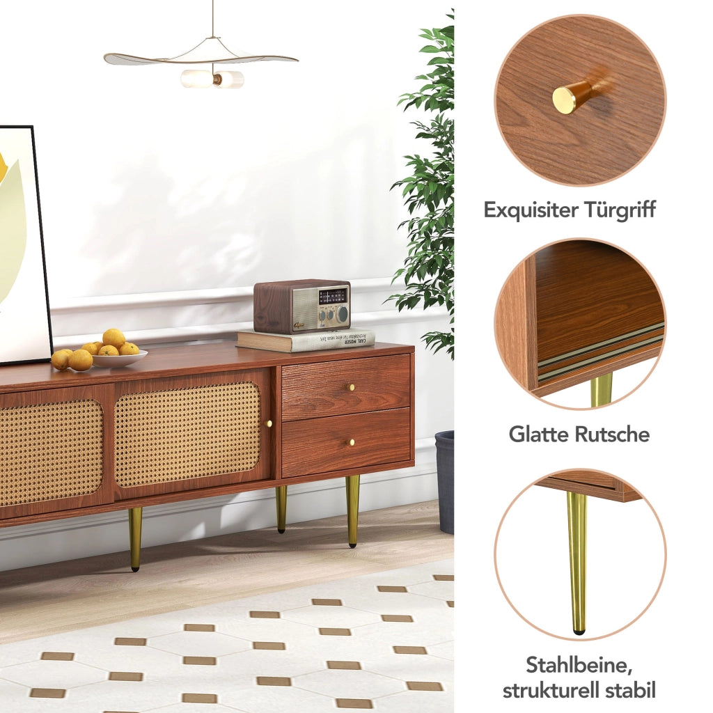 Cassettiera per TV noce MDF lunghezza 160 cm
