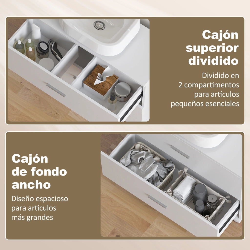 Mobile sottolavabo con 2 cassetti ¨C Xylo ¨C Bianco 80x30x60 cm