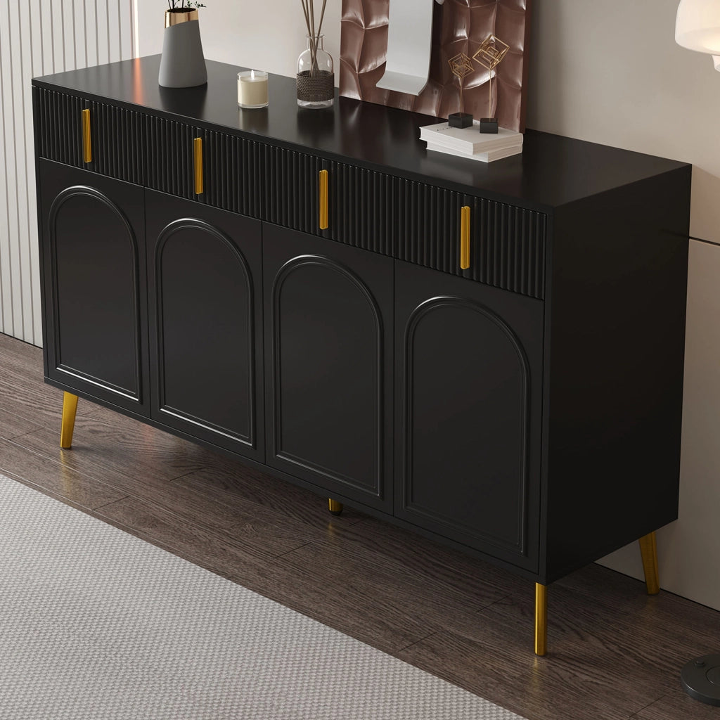 Credenza 4 Ante 4 Cassetti ¨C MINIMAL ¨C Laminato Estraibile, Soggiorno, 140x38x82 cm