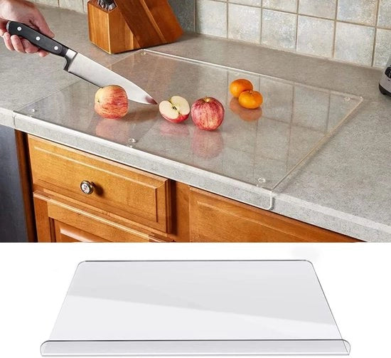 Snijplank trasparente 3 mm, acrilico, trasparente, tavola di protezione da rottura, con bordo, snijplank antiscivolo, snijplank per la cucina, frullatore, 400 * 300 (incluso 30 mm curva)