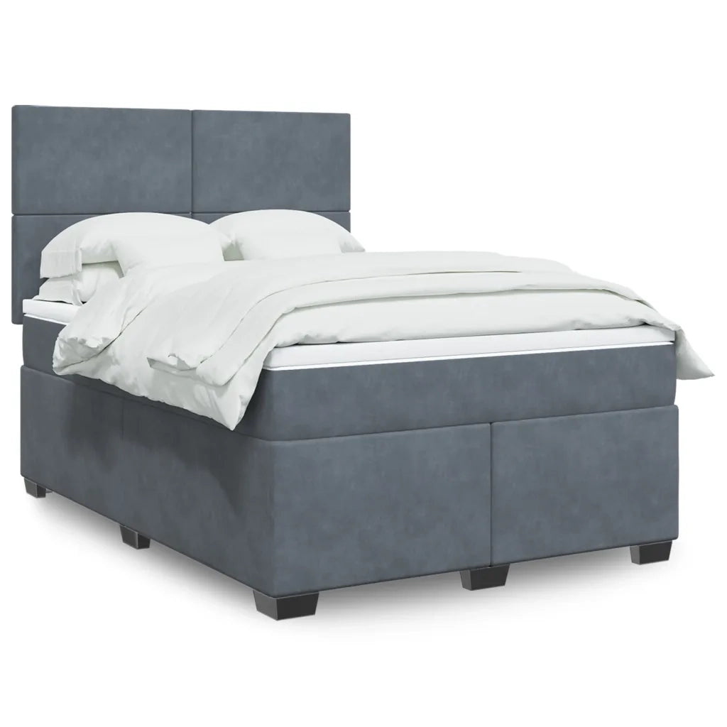 Giroletto a Molle con Materasso Grigio Scuro 140x200 cm Velluto