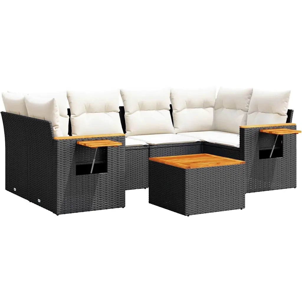 Set Divani da Giardino con Cuscini 7pz Nero Polyrattan 3226637
